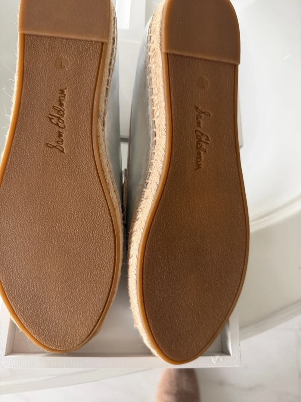 Sam Edelman Metallic Silver Espadrille Penny Loafers - Picture 5 of 5